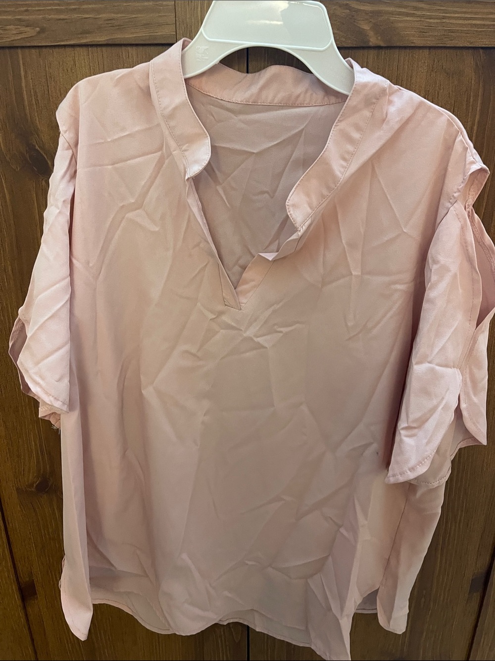 Women's Light Pink V-Neck Blouse
